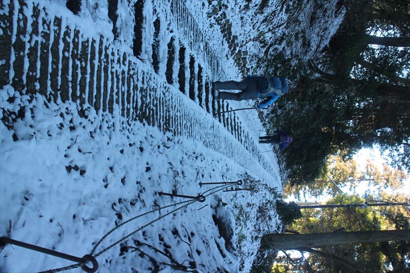 4.冠雪した急な車道を慎重に登る